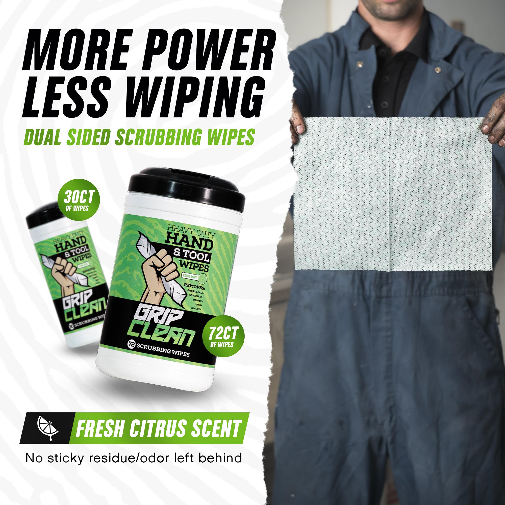 Mechanic Hand Wipes - Grease & Paint Remover Tool Cleaning Wipes - Grip ...