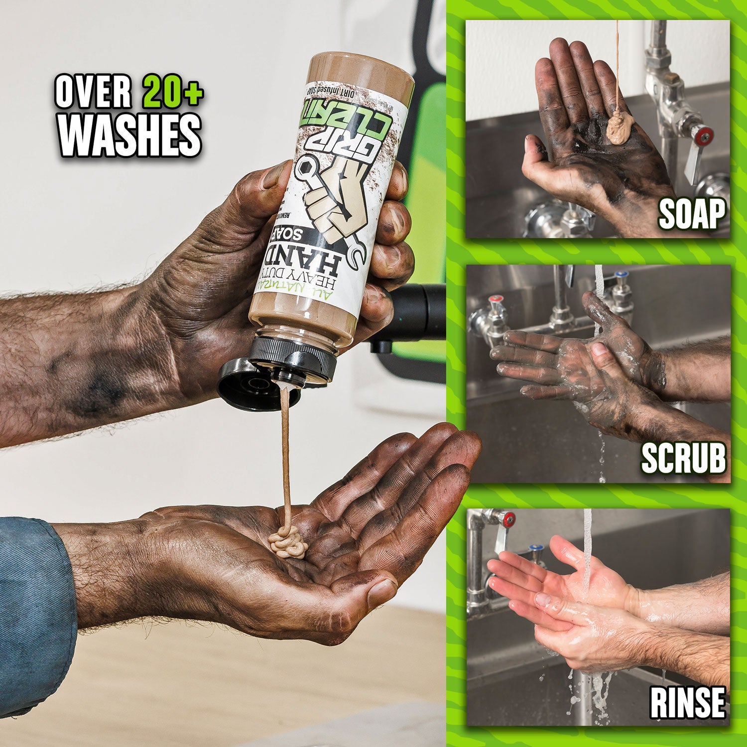 Grip Clean  Heavy Duty Mechanic Soap Hand Cleaner - Dirt-Infused