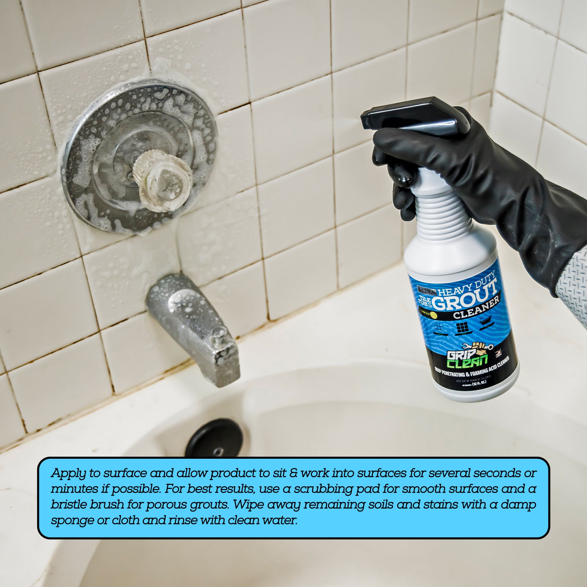 GROUT GURU Grout Cleaner for Tile Floors Works In Minutes - Powerful Tile  Cleaner for Bathroom, Shower, Kitchen, Porcelain, Ceramic and Stone Tiles 