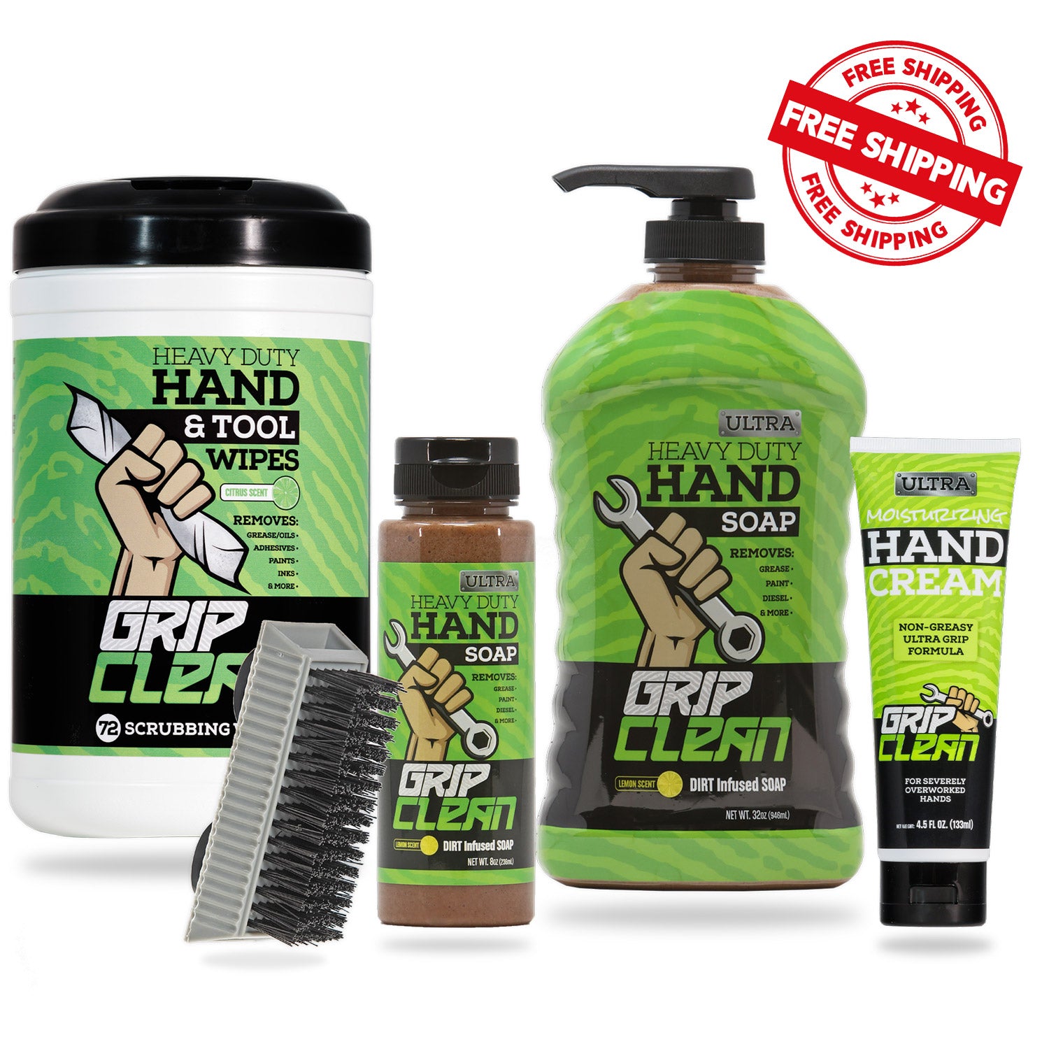  Grip Clean Heavy Duty Cleaning Wipes, Hands, Tool